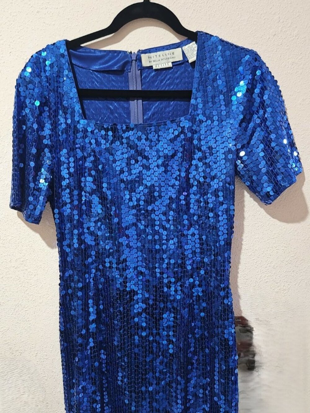 Vintage 90s Niteline Blue Sequin dress